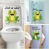 2PCS Cute Animals Toilet Seat Stickers Self-Adhesive Frogs and Lettering Toilet Lid Decals DIY Removable Smile Frog Quotes Toilets Stickers for