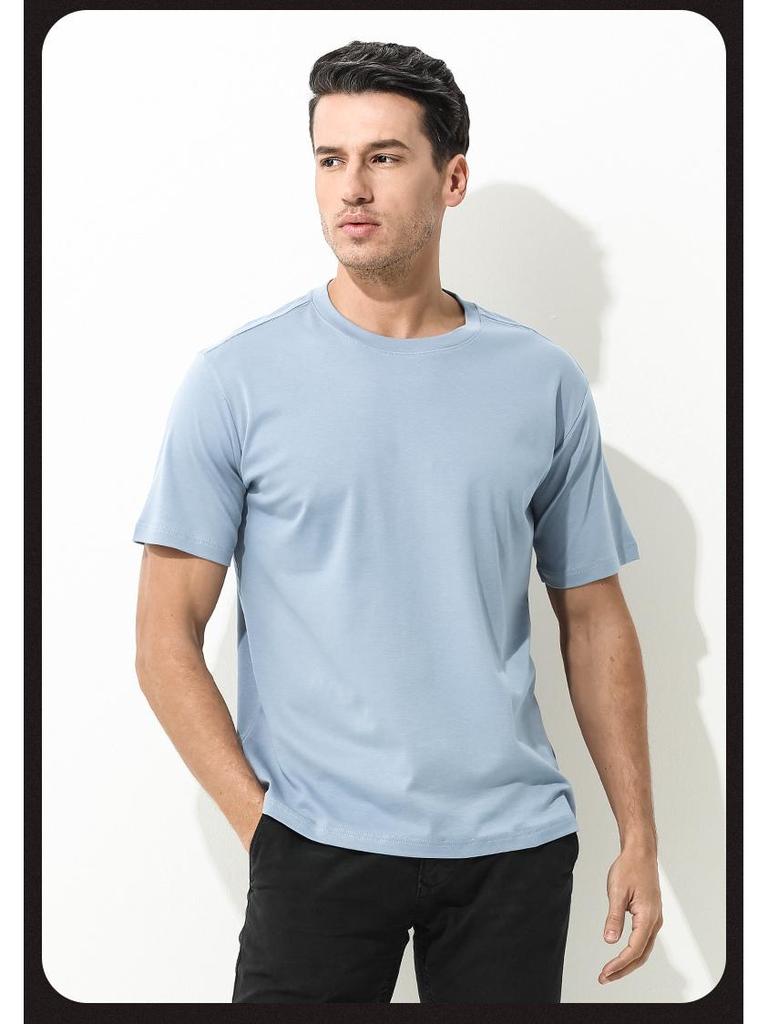 Ice-Feeling Men's White Antibacterial Short-Sleeve Round Neck T-Shirt