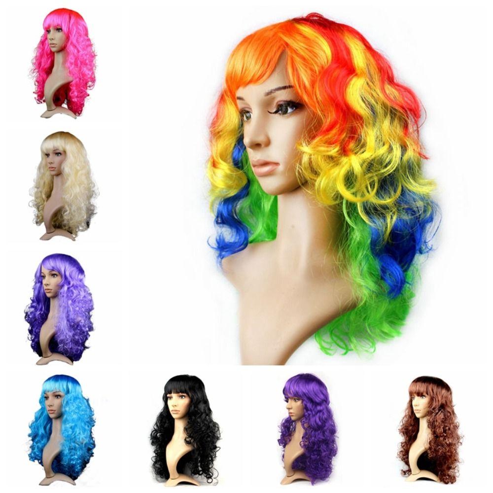 Dress Up Carnival Long Wig Funny Lady Colored Wig Cosplay Party Curly Hair Birthday Party