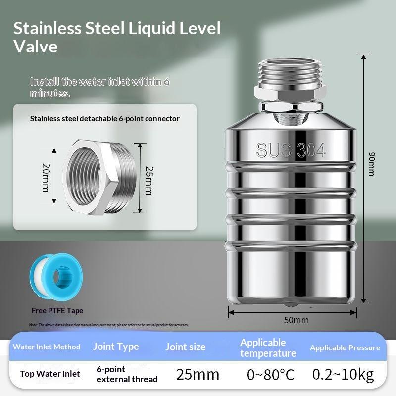 Robinet flotteur de contrôle automatique du niveau d'eau Résistant à l'usure Acier inoxydable 304 pour réservoir d'eau d'irrigation agricole
