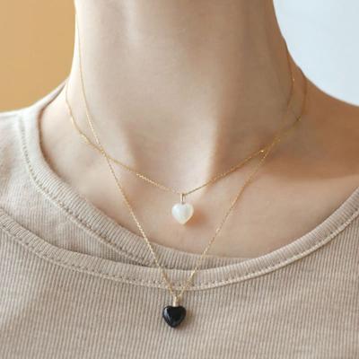 Modernlike 14k Gold White Pearl Heart Pendant
