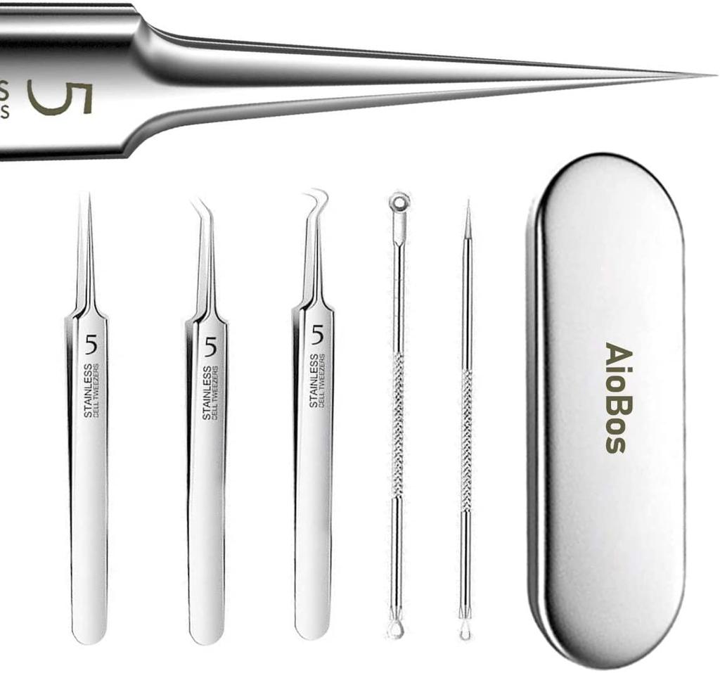 Precision Tweezers for Blackhead Tweezers with Fine Tweezers Set for Blackhead Acne and Pimple Includes Storage Removal, General-purpose 0.1mm Tips.