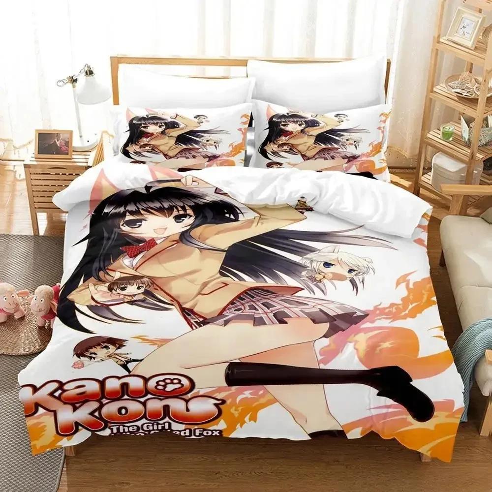 

New Kanokon Bedding Set Single Twin Full Queen King Size Bed Set Adult Kid Bedroom Duvet cover Sets 3D Print Anime Bed Sheet Set 70x133cm