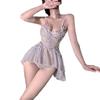 Erotic underwear French mesh sexy suspender nightdress hollow embroidery pure lace perspective girl