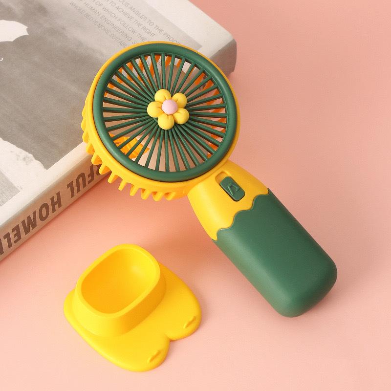 Portable Handheld Mini Fan with LED Light, USB Rechargeable, Quiet 3-Speed Cooling Fan