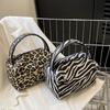 Skincare Organizer Canvas Pillow Bag Large Capacity Make Up Pouch Bag Leopard Makeup Bag  Travel