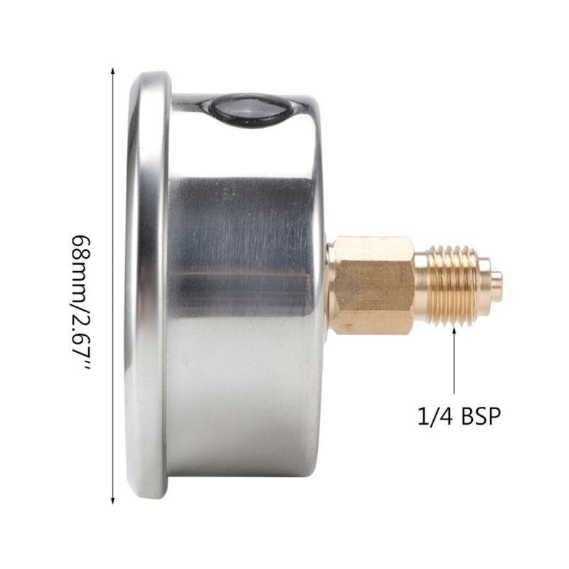 Upgraded Vacuum Pressure Gauge 1/4 BSPT Vacuum Gauge Back Mount for Air Compressor Water Oil Metal Frame -30 0-30