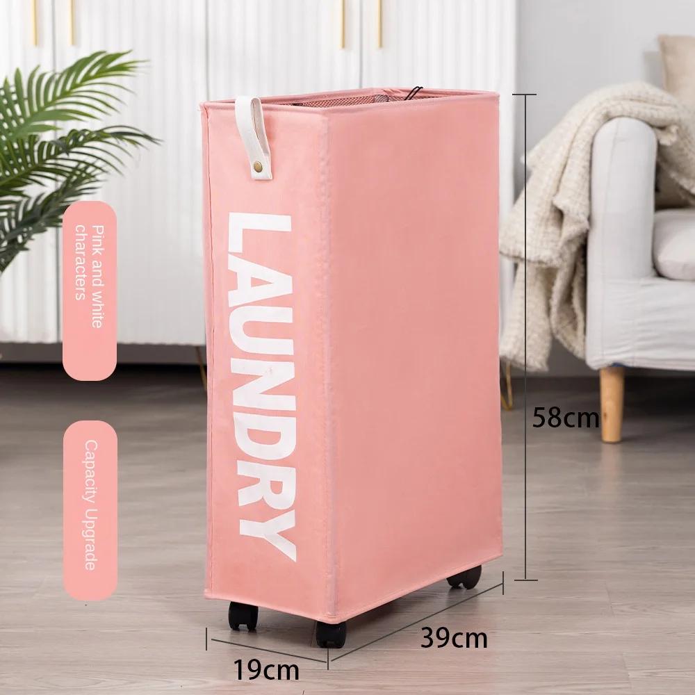 Laundry Basket with Wheels Space Saving Foldable Waterproof Sorter And Home Storage Organizer Dirty Clothes Yoga Mat Storage
