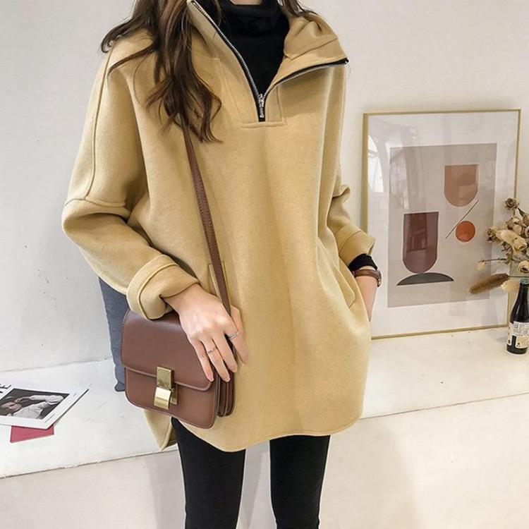 Damen Kapuzenpullover Pullover Jacke Locker Verdickt Langarm Oberteil