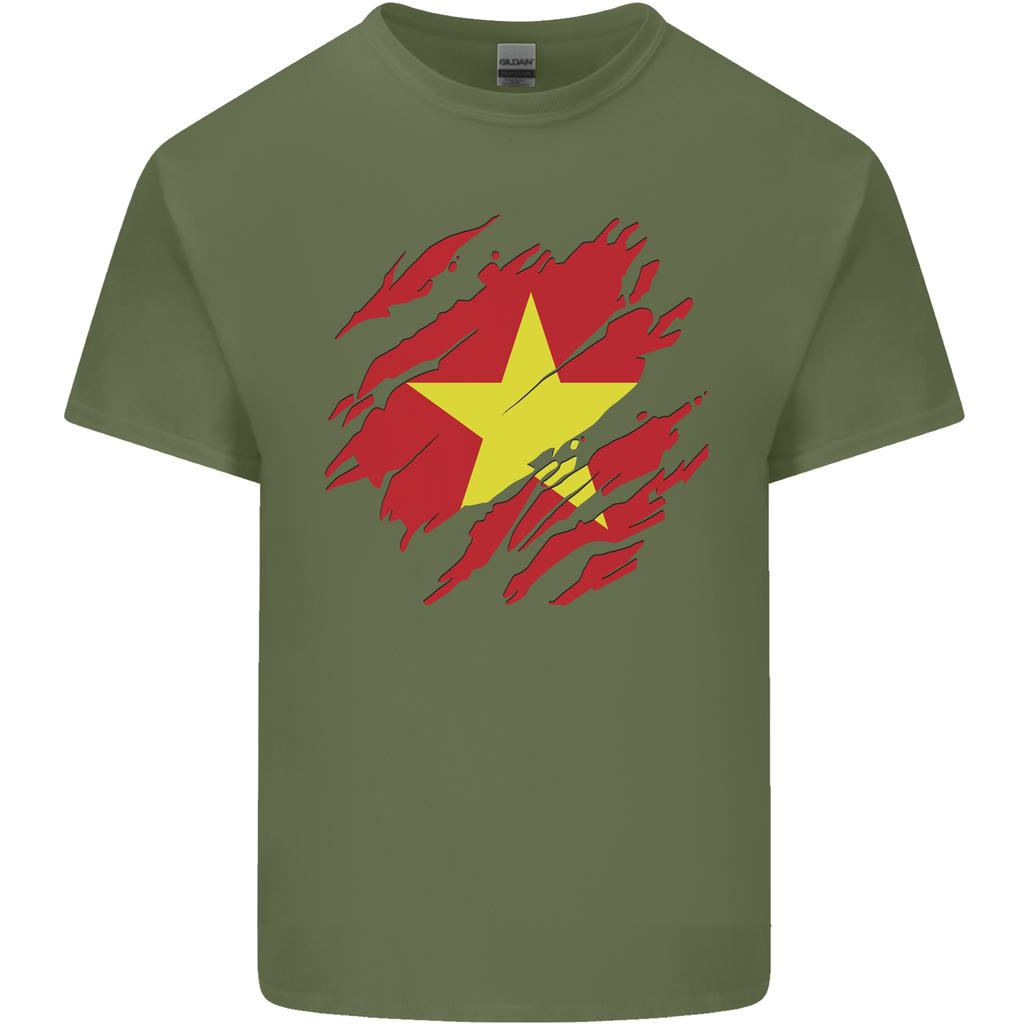 Torn Vietnam Flag Vietnamese Day Football Unisexs Light Cotton TShirt