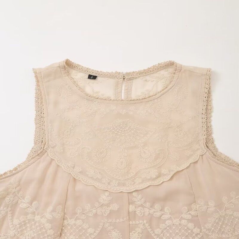 Fashion Style 2024 Autumn New Women's Clothing Sleeveless Versatile Contrast Color Embroider Dress Short Skirt 6895073