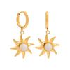 Modische Ohrringe mit Sonnenmuster, verziert mit Mondstein, Edelstahl, Party-Accessoire, Geschenk für Modefans