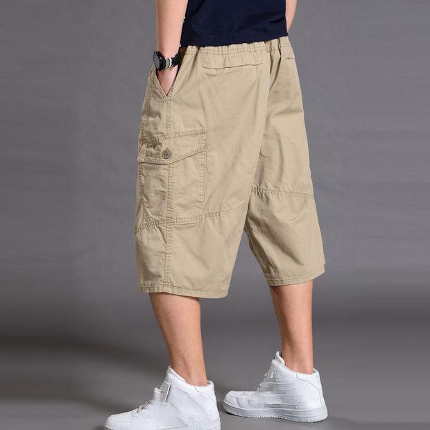 

Мужские летние шорты из толстого хлопка большого размера, мужские короткие повседневные укороченные брюки больших размеров, спортивные тактические мешковатые брюки, свободные 5XL 6XL XXXL жёлтый