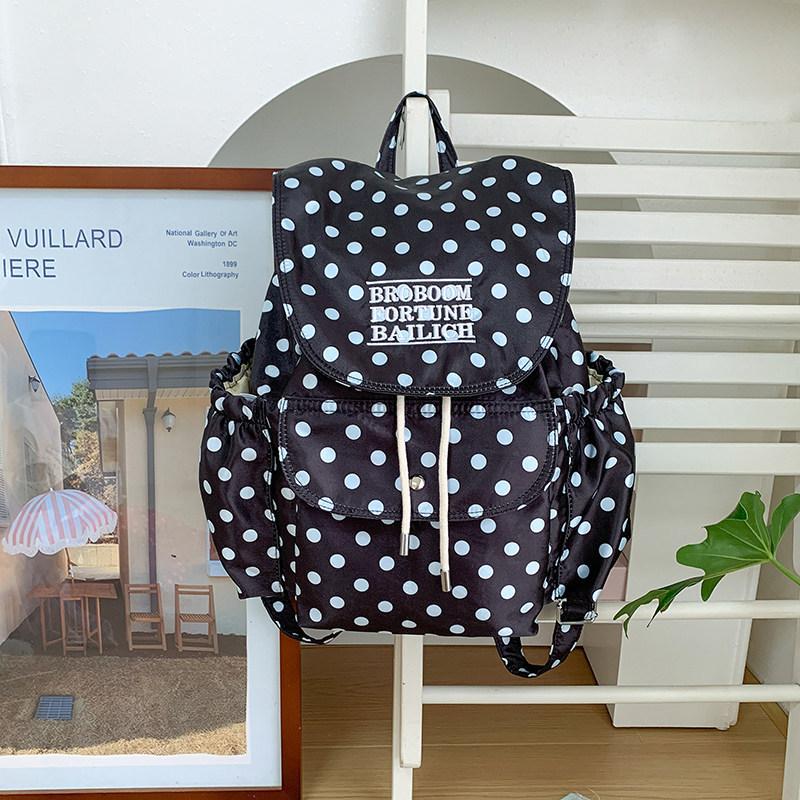 Schoolbag Internet Celebrity Girl Wind Polka Dot Backpack Female Korean Ins Niche Large Capacity Nylon Bag Travel Backpack