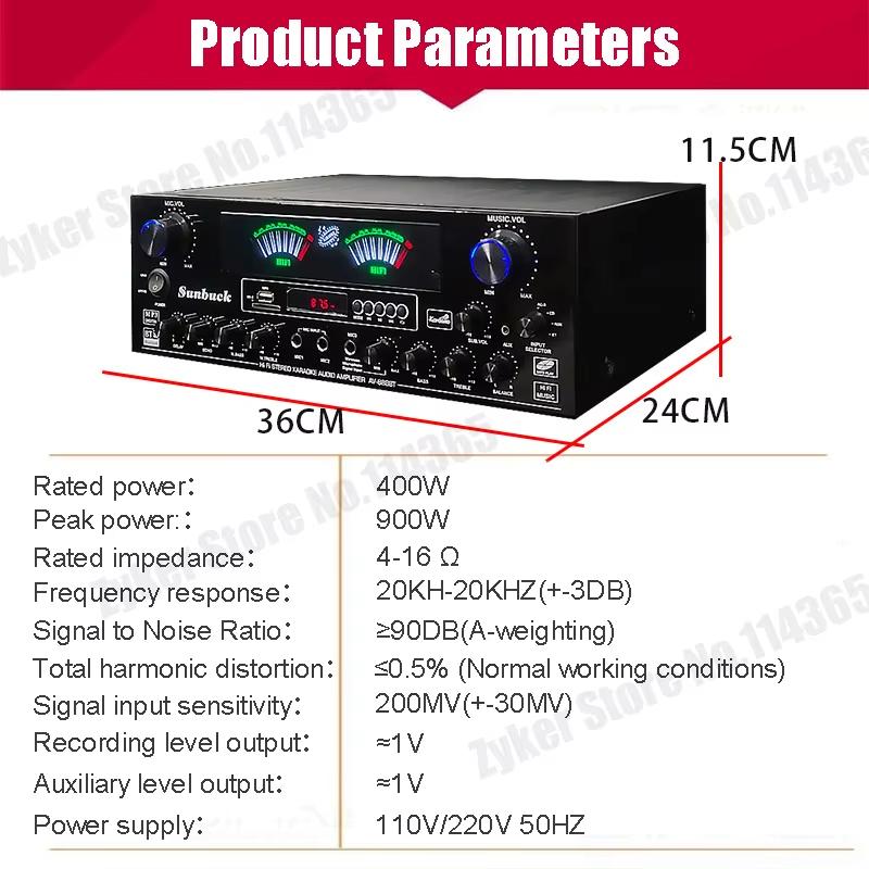 888BT HiFi Digital Bluetooth Amplifiers Dynamic Screen Stereo Sound AMP For Home Car Meeting Karaoke Cinema Max 4000W