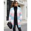 Women Plus Size Striped Color Block Open Front Knit Cardigan Sweater Coat