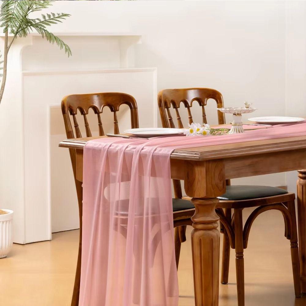 Reusable Chiffon Table Runner Solid Color Wedding Table Runner Dinning Table