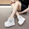 Fashion 2025 Autumn Women High Platform Shoes Height Increasing Casual Shoes 13CM Thick Sole Trainers Breathable Shoes Women Sneakers