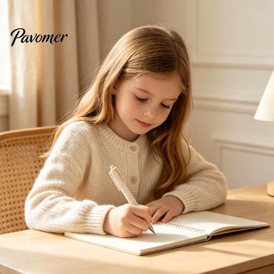 Eco Friendly Material Pens Straw Printed Ballpoint Pen, Smooth Writing Cream Colored Creative Stationery, 0.5mm Unique Handheld Fine Point Ink Pen for