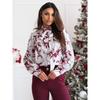Sweet Spring New Arrival Fashion European and American Style Work Clothing Print Single-Breasted Lace up Bows Long Sleeve Shirt Top Women