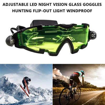 Nastavitelné LED brýle pro noční vidění Motocyklové Závodní Lovné Lyžařské Brýle Ochranné Brýle S výklopným světlem Větruodolné