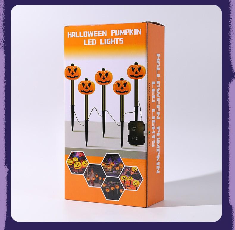 Solar Halloween Pumpkin Garden Stake Lights - Waterproof Outdoor Decorative String for Yard & Lawn