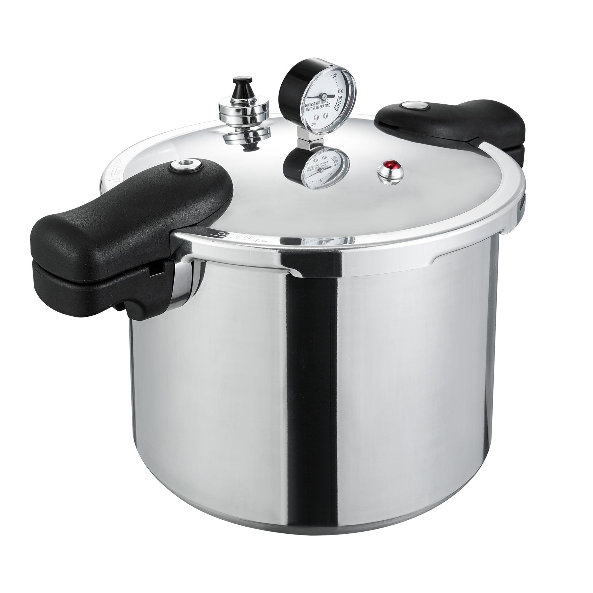 Large Capacity 32cm 22QT Commercial Composite Bottom Pressure Limiting Valve Gauge Aluminum Alloy Pressure Canning Cooker серебряный