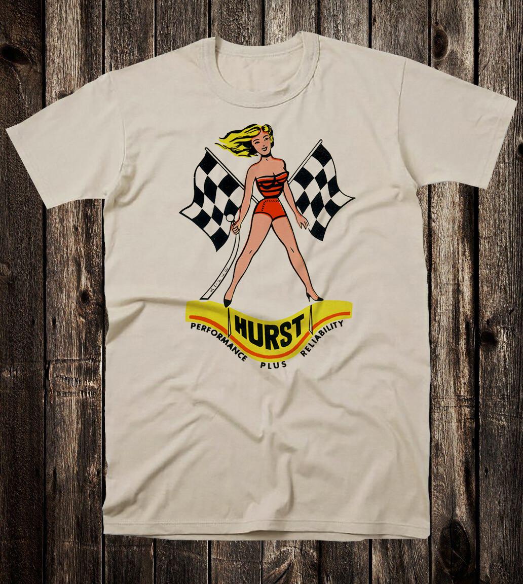 Hot Rod Tee T Shirt Drag Race Nostalgia Racing Hurst Racing Flag Girl Speed Shop M