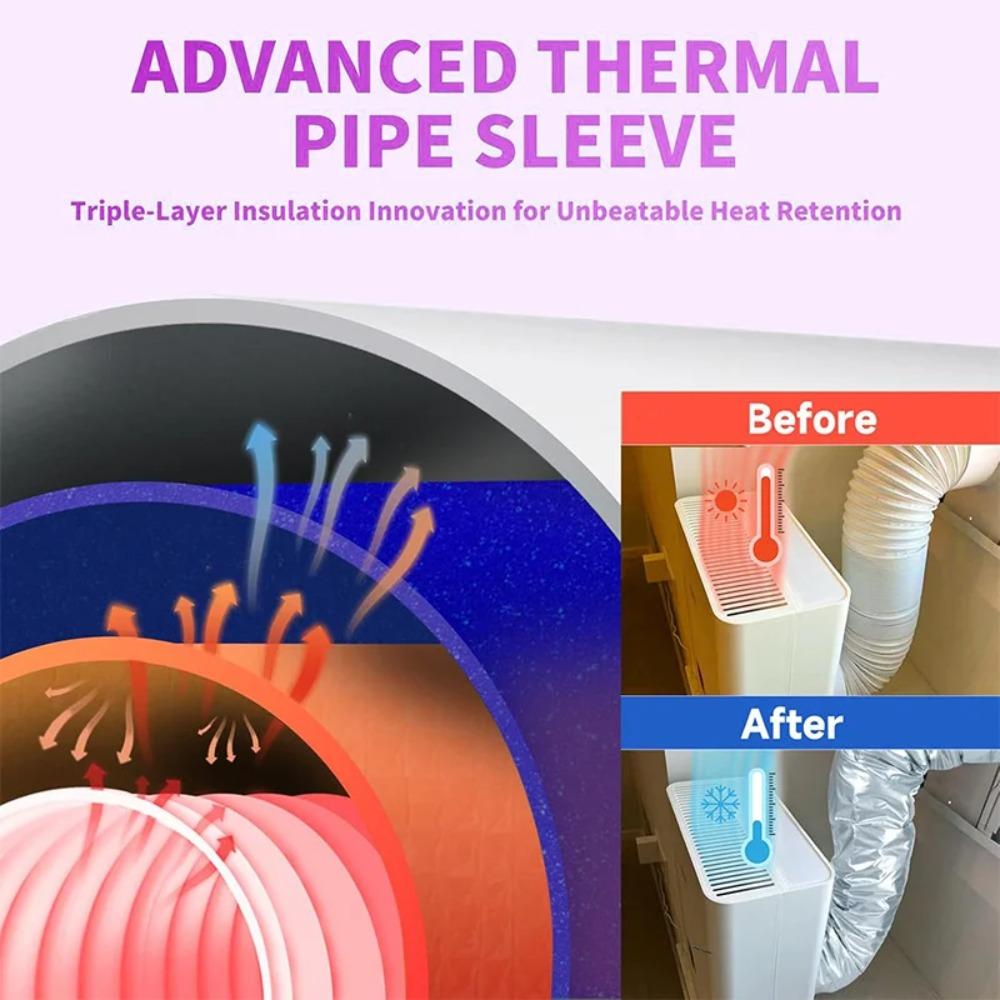 Heat Resistant Portable AC Vent Hose Cover Insulated Air Conditioner Duct Sleeve for Home Cooling Exhaust Pipe Protection