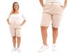 Spodenki Damskie Bawełniane Plus Size Z Paskiem Jasno Beżowe 5Xl