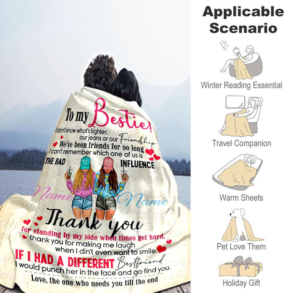 Good Friends Personalized Name Blanket Throw Personalized Blanket Ultra-Soft for Bedding Bed Nap Livingroom Four Seasons Universal