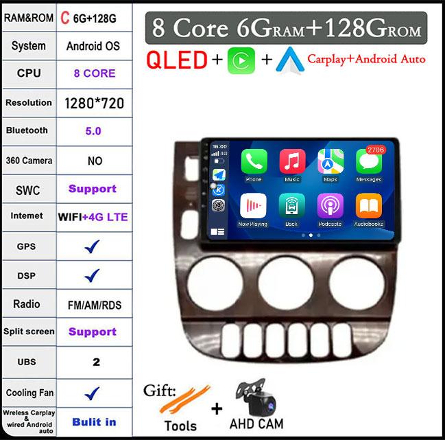 Android 14 For Mercedes Benz M-Class W163 ML1997 -2005 Car Radio Video Multimedia Player GPsNavigation Wireless Carplay