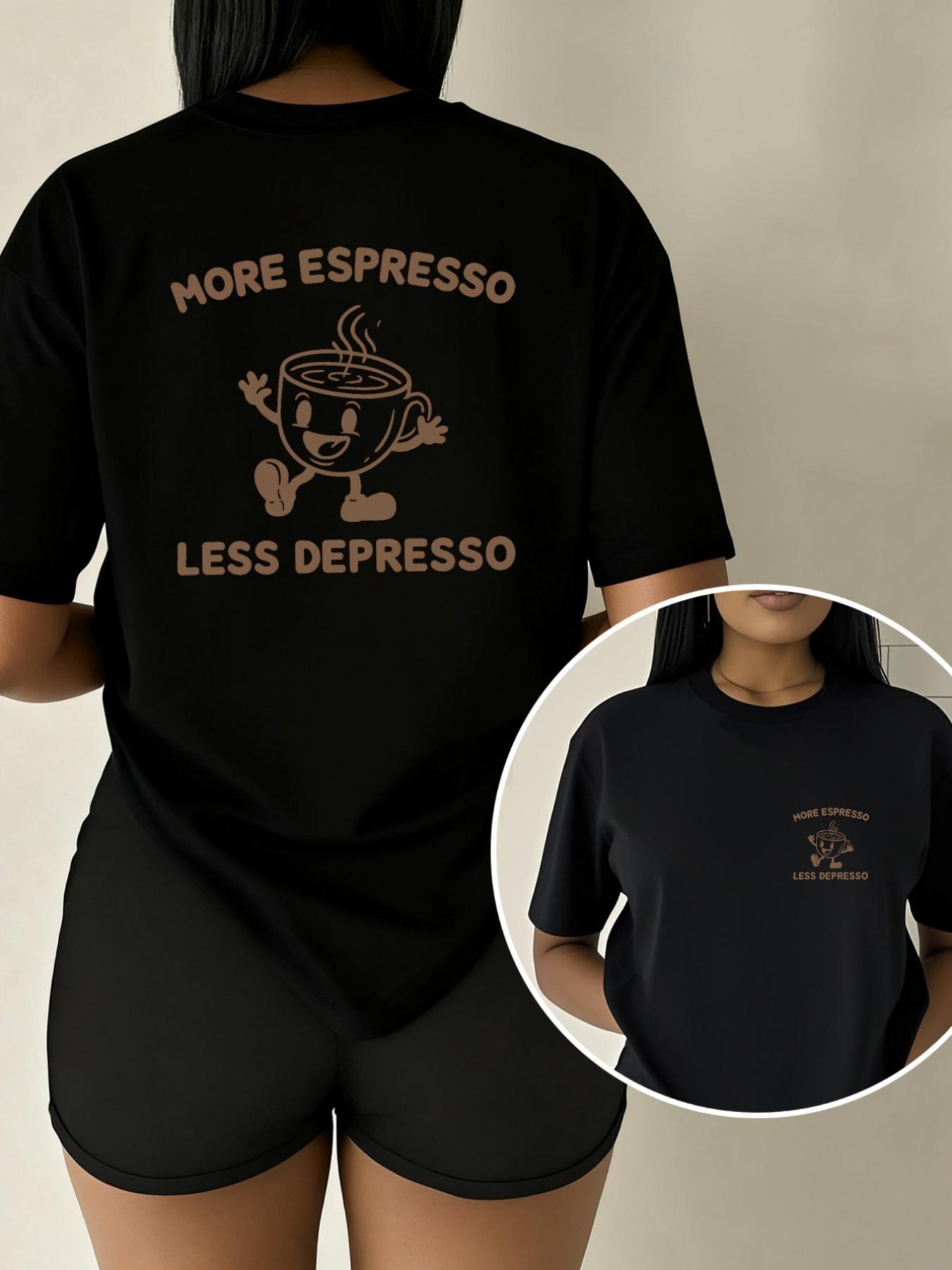2026 SpringSummer New Womens QuickDrying Coffee Print TShirt SweatAbsorbent Breathable Casual Fitness Versatile ShortSleeve S