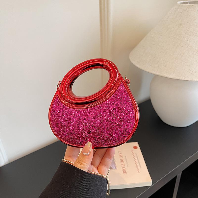 New Ladies Acrylic Crescent Evening Mini Shoulder Bag - Elegant Dazzling Color Handbag