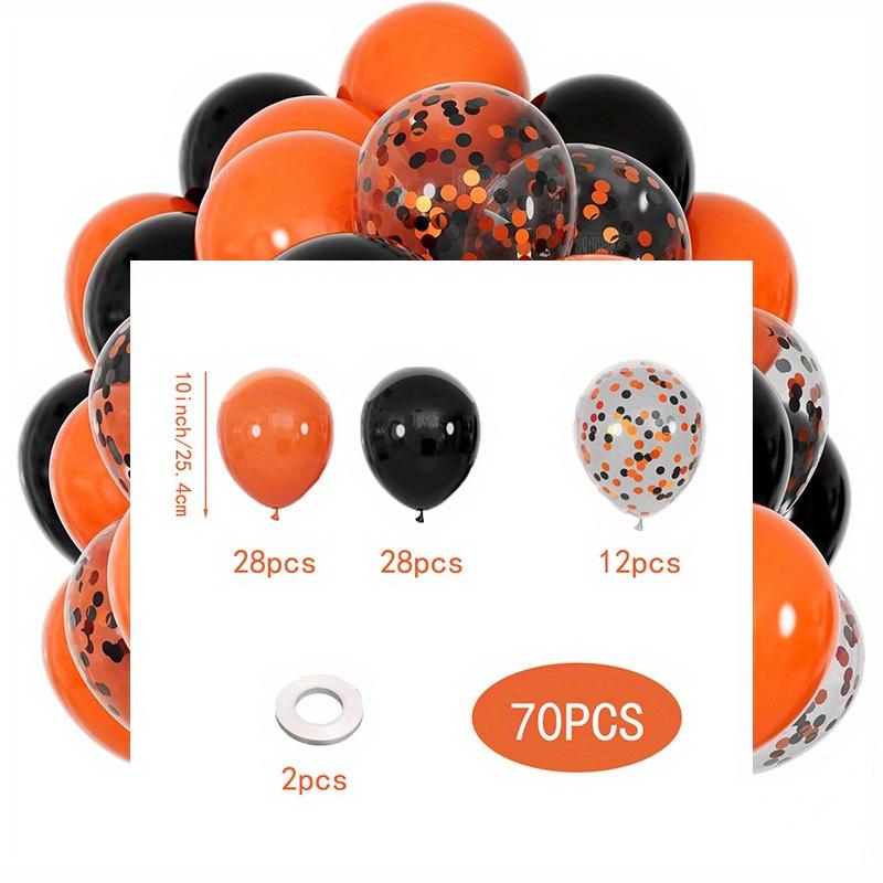 

70 Черных и оранжевых шаров 10 дюймов 12 дюймов Набор латексных шаров с лентами Подходит для Хэллоуина, выпускного или вечеринки в стиле триллер Other