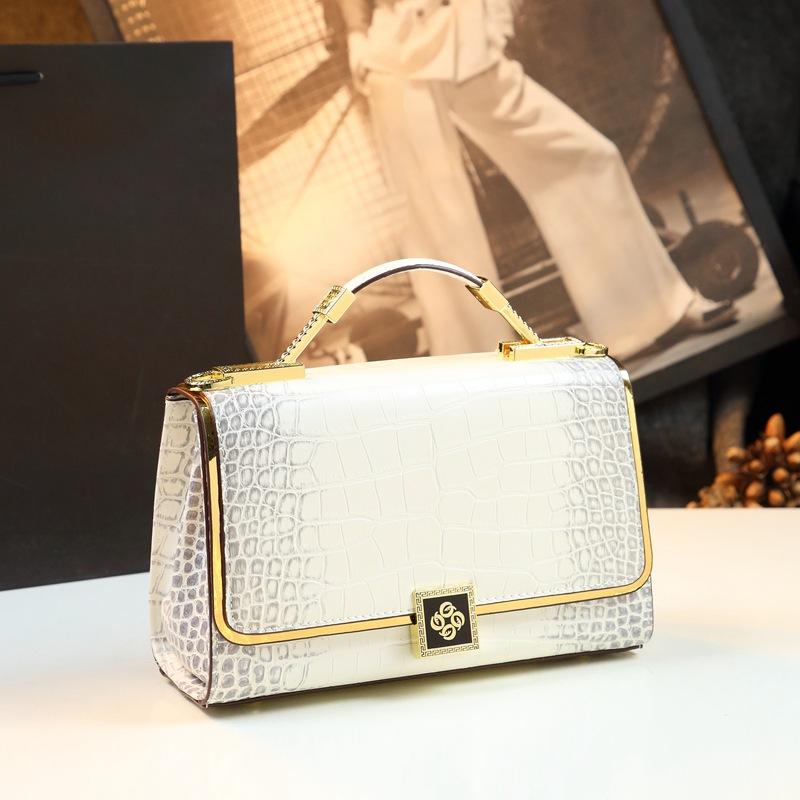 Underarm Leather Crocodile Pattern Single-shoulder Small Bag, Versatile Commuter Crossbody Bag, Himalayan Hand-held Small Square