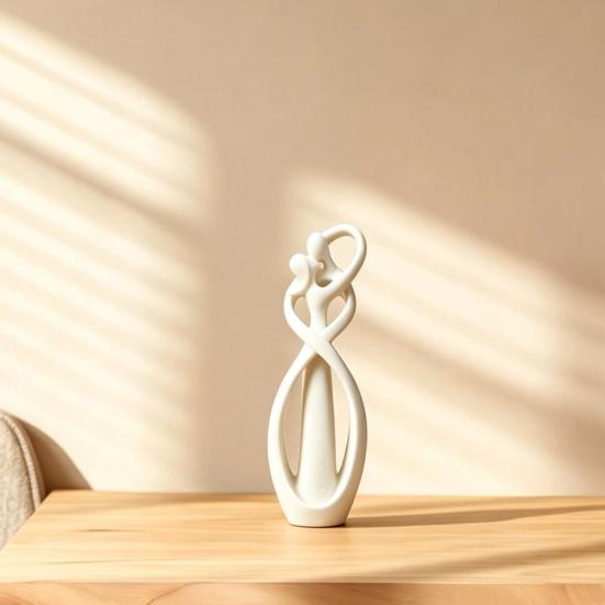 Modern Abstract Couple Statue, Kissing Lover Sculpture, Romantic Resin Hugging Couple Figurine for Living Room, Bedroom, Office Desktop, Bookshelf