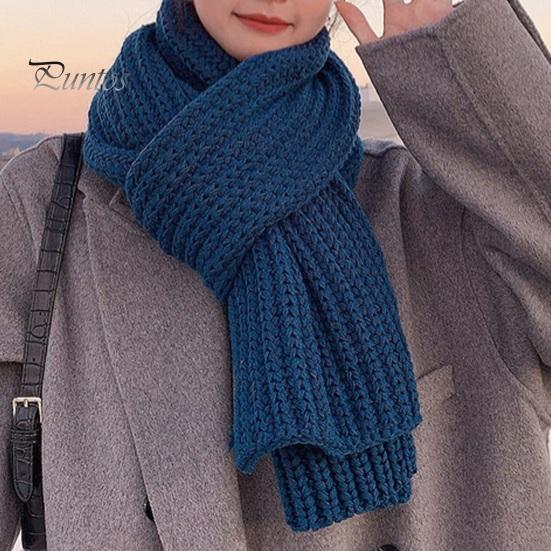 Solid Color Wrap Women Scarf Thickened Warm Autumn Winter Versatile Comfortable Knitting Long Fashion Accessory