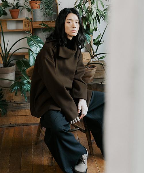 Malen Unisex Side Collar Coat Brown
