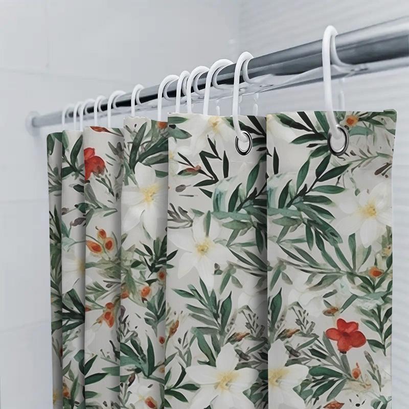 Vintage Floral Printed Bath Shower Curtain Waterproof Bathroom Decoration Decor Home Textile Fabric Wall Hanging Waterproof Tile