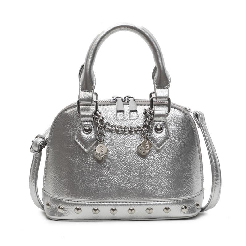 Modern Crossbody Shell Bag With Chain Strap And Rivet Details For Outings Casual