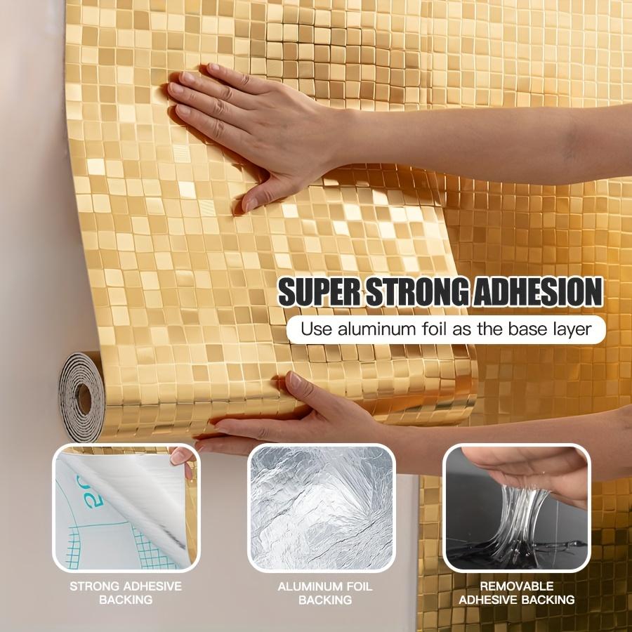 3D Mosaic Self-adhesive Wallpaper, Mirror Reflective Texture. Suitable for Bathroom Walls, Bathroom Waterproof Splashbacks