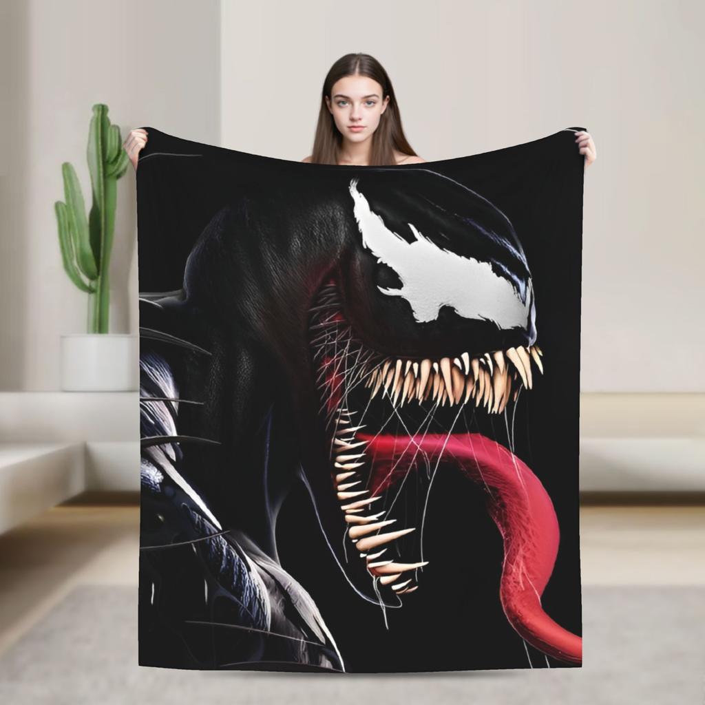 Venom cartoon Blanket Travel Office Flannel Throw Blanket For Couch Chair Sofa Bed Soft Design Quality Bedspread Gift