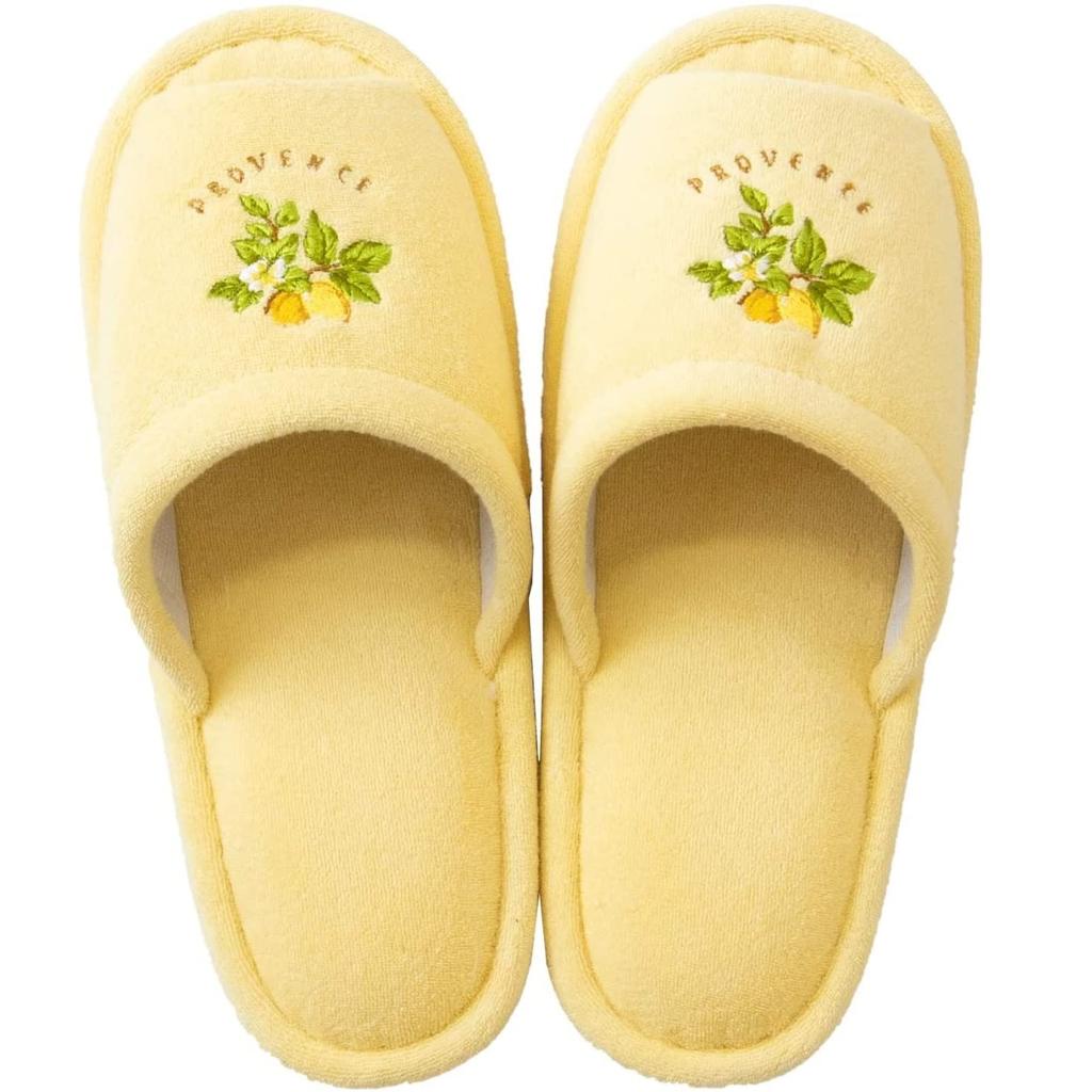 4-Piece Yellow Toilet Mat Set (Made In Japan) - Includes Mat, Lid Cover, Slippers, and Paper Holder Cover. Stylish Provence Ciel Design with Antibacte