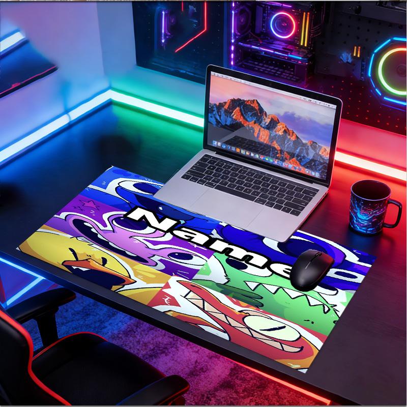 Custom Name Personalized Game Rainbow Friends Pattern Mousepad, Laptop PC Desk Mat, Decorative Desk Mat for Home Keyboard Pad Gift