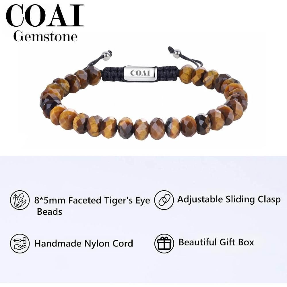 COAI Tiger Eye 8mm Power Stone Bracelet Men's Wealth Boosting Natural Gemstone