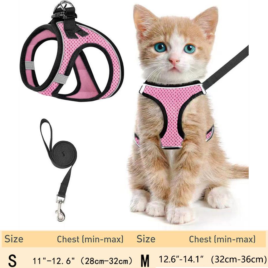 Cat Harness and Leash for Walking Escape Proof, Adjustable Kitten Vest Harness Reflective Soft Mesh Puppy Harness for Outdoor, C
