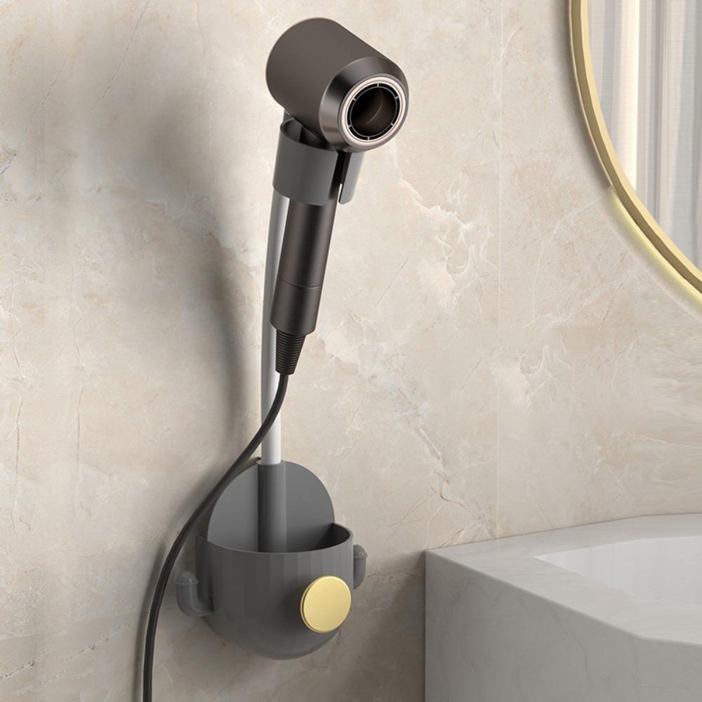 

Light Luxury Wind Tube Organizer Rotatable Bathroom Shelf Durable Lazy Hair Dryer Holder Home Style 3