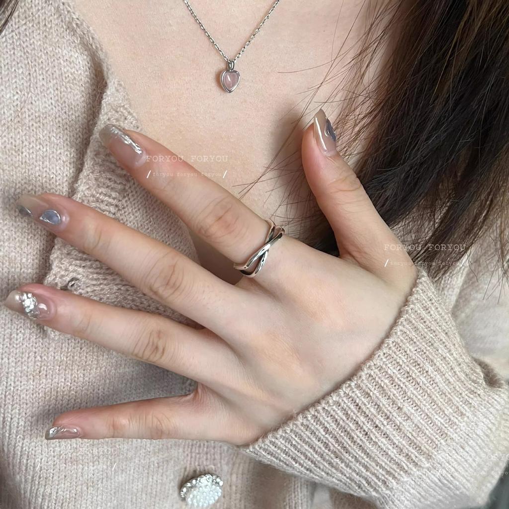 Lukewarm Wind Irregular Lines Cross Winding X Ring Female Index Finger Light Luxury Fashion Simple Multi-layer Ins Tide Elegant Simple Women Rings