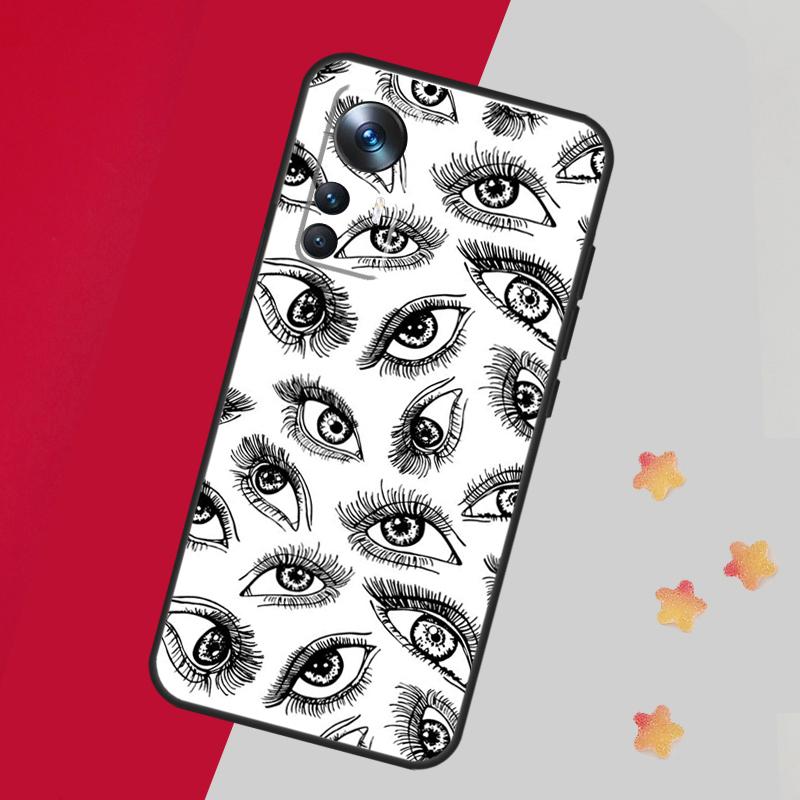 Scary Face Eyes Case For Xiaomi 15 Ultra 13 14 11T 12T 13T 14T Pro Cover For POCO F7 F6 F5 X3 X5 X6 X7 Pro